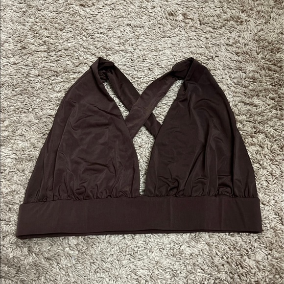 Brown Criss Cross Crop Top - Picture 4 of 9